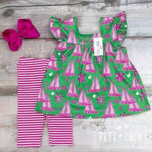 Pete + Lucy Summer Sailing 2pc outfit size 0-6 months